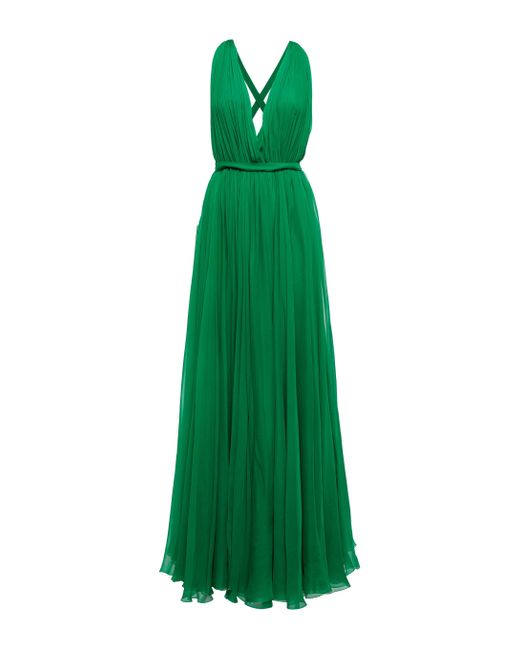 Robe longue en soie a plis Dolce & Gabbana en coloris Green