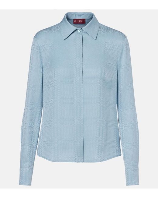 Gucci Blue Silk Shirt