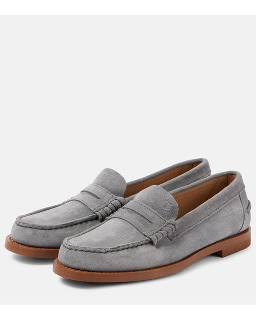 Tod's Gray Suede Loafers