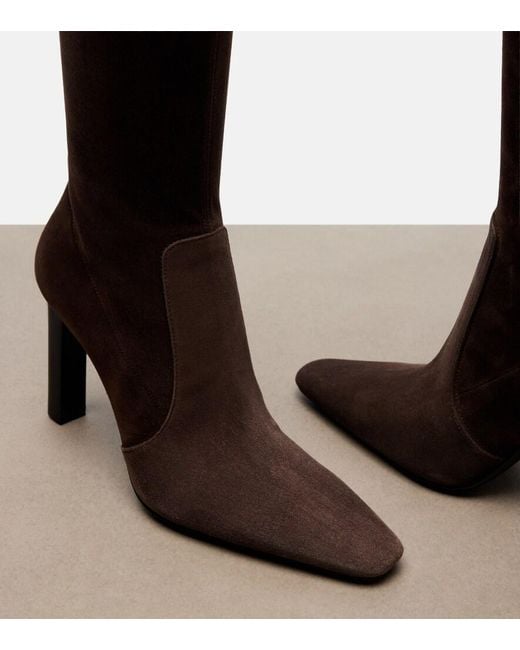 Saint Laurent Black Francoise Suede Knee-High Boots
