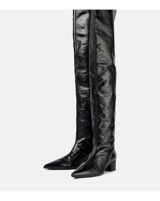Khaite Black Andee Leather Over-The-Knee Boots