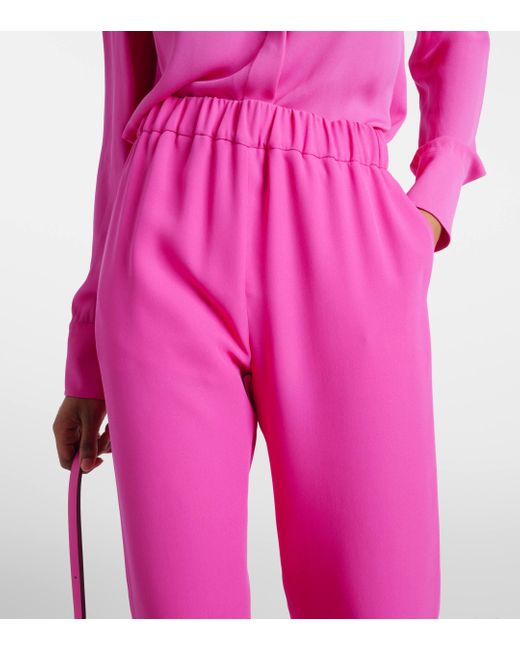 Valentino Pink High-rise Silk Palazzo Pants