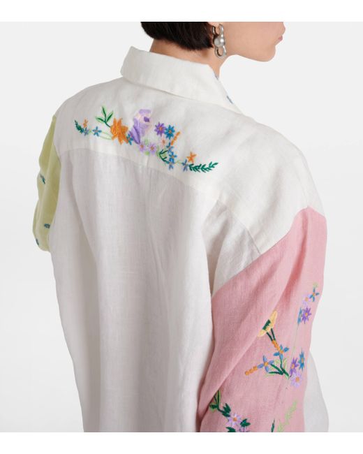 ALÉMAIS White Willa Embroidered Linen Shirt
