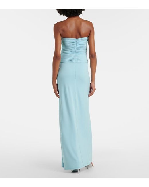 Jonathan Simkhai Blue Emma Gathered Bustier Gown