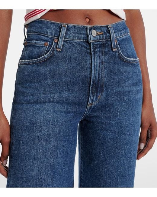 Agolde Blue Harper Mid-Rise Straight Jeans