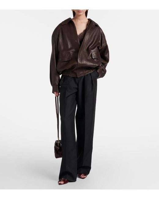Saint Laurent Brown Babylone Cassandre 60 Leather Mules