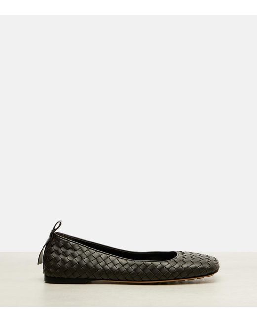 Bottega Veneta Black Charlotte Intrecciato Leather Ballet Flats