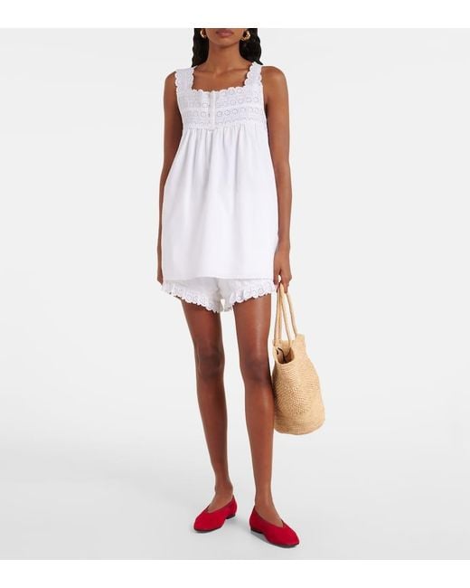 Posse White Ezra Broderie Anglaise Cotton Top