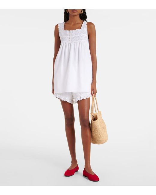 Posse White Ezra Broderie Anglaise Cotton Top