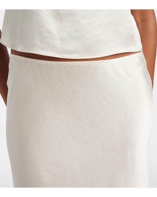 Leset White Barb Lace-Trimmed Satin Slip Skirt