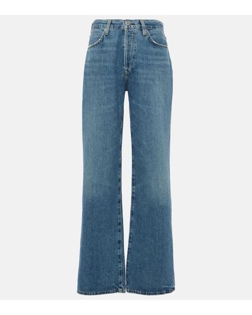 Citizens of Humanity Blue Annina Mid-Rise Wide-Leg Jeans