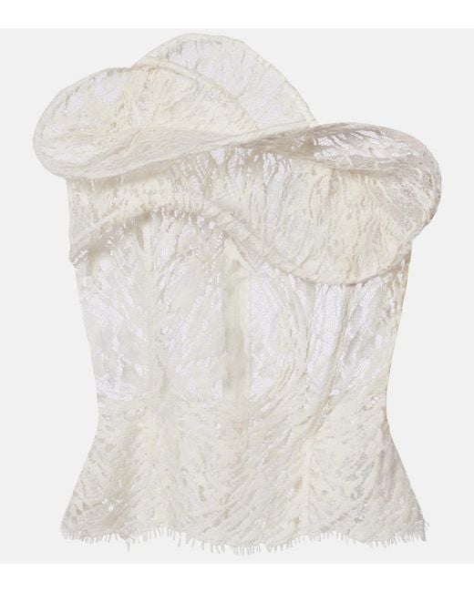 Magda Butrym White Cotton-Blend Lace Top