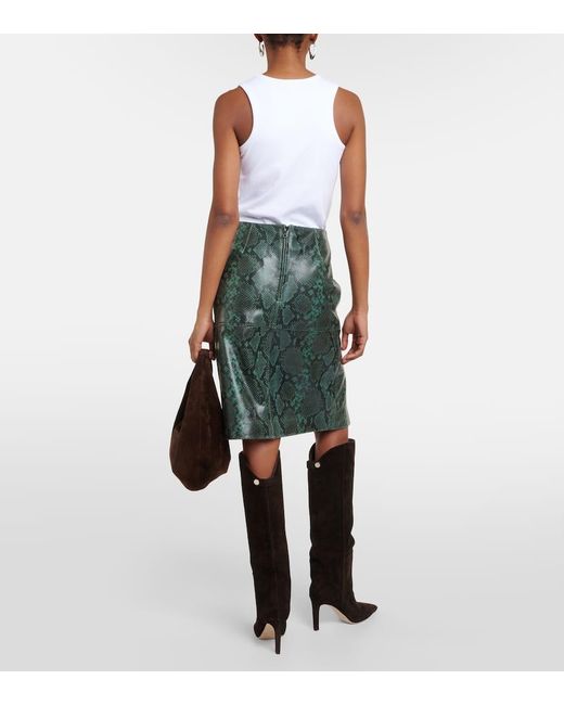 Dorothee Schumacher Green Urban Jungle Snake-print Leather Midi Skirt