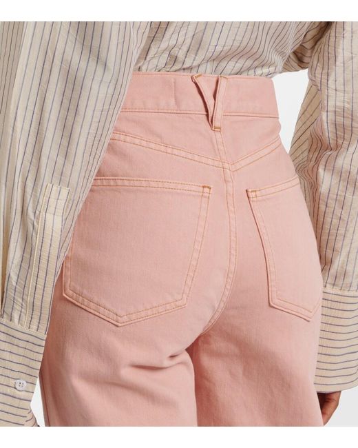 Veronica Beard Pink Dylan Straight Jeans
