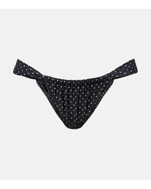 SAME Black Polka-Dot Ruched Bikini Bottoms