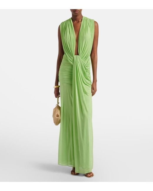 Christopher Esber Green Ripple Draped Jersey Gown