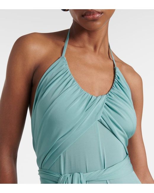 Vestido Largo De Jersey Plisado Alaïa de color Blue
