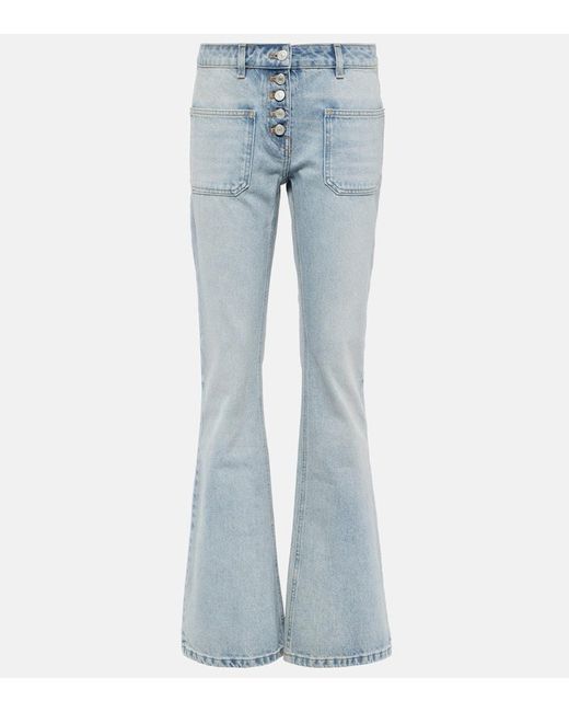 Courreges Blue Low-Rise Bootcut Jeans