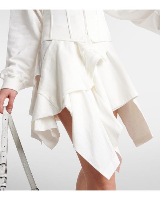 Acne White Asymmetric Cotton Jersey Corset Dress
