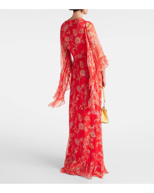 Etro Red Floral Silk Gown