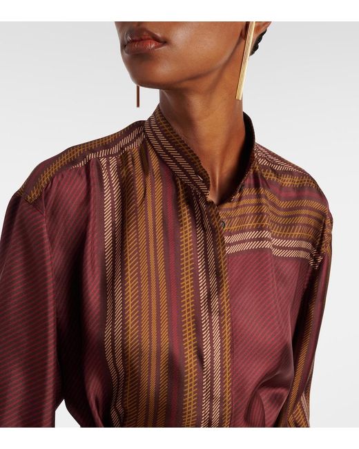 Max Mara Red Pietre Printed Silk Wrap Dress