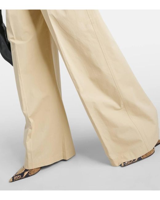 Sportmax Natural Gebe Low-rise Cotton Wide-leg Pants
