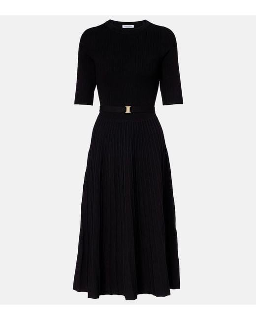 Veronica Beard Black Elthea Knitted Midi Dress