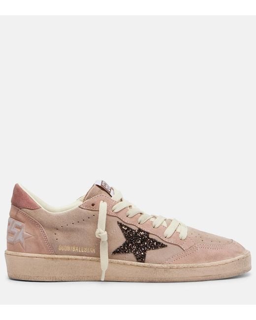 Golden Goose Deluxe Brand Pink Ball Star Glitter Suede Sneakers