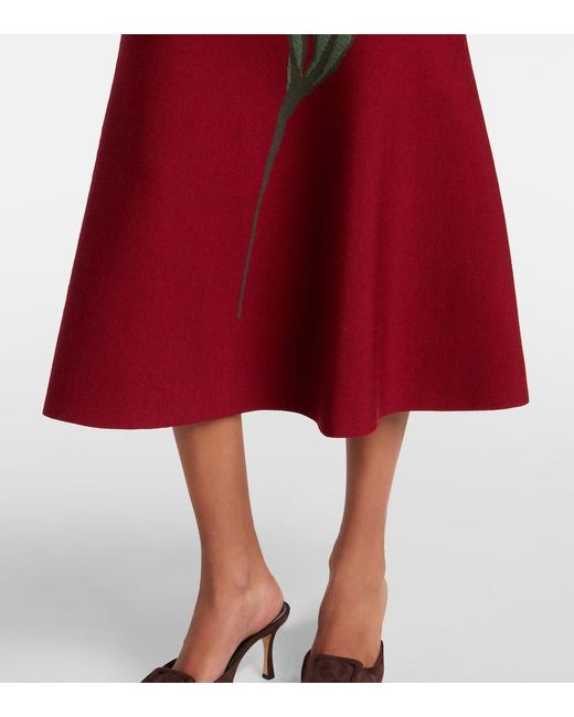 Carolina Herrera Red Midirock Aus Jacquard