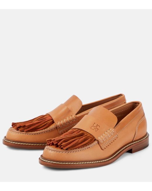 Ulla Johnson Brown Fringed Leather Loafers