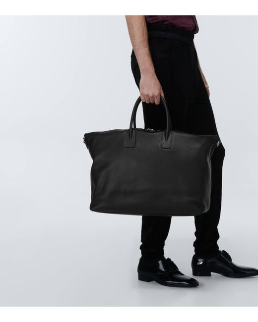 Saint Laurent Black Giant Leather Bowling Bag for men