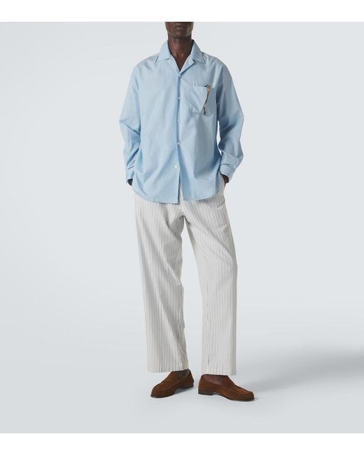 Umit Benan White Julian Striped Cotton Wide-Leg Pants for men