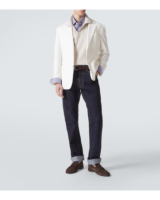 Dunhill White Cotton Pique Blazer for men