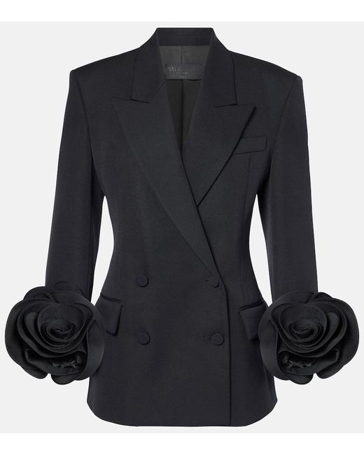 Blazer De Grisalla De Lana Virgen Con Apliques Valentino de color Black