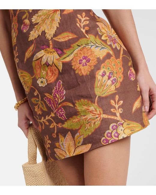 Sir Brown Floral Linen Minidress