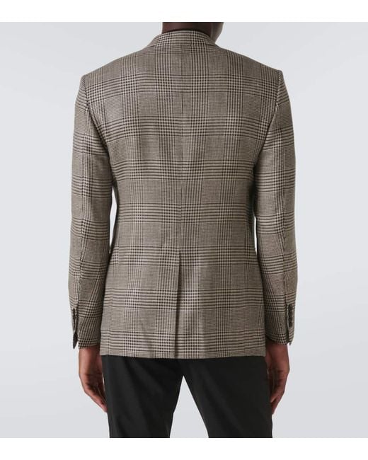 Tom Ford Brown Shelton Houndstooth Wool-Blend Blazer for men