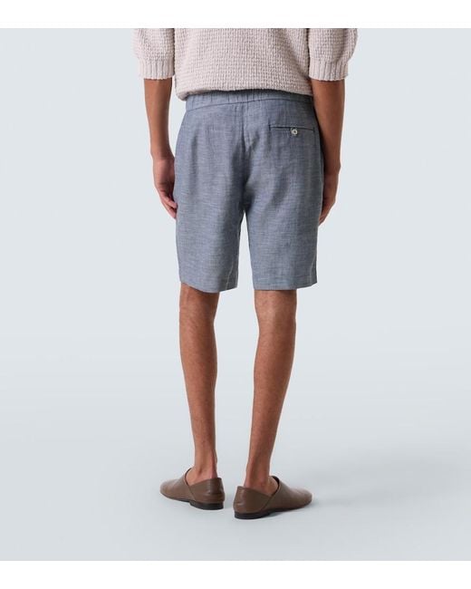 Frescobol Carioca Blue Felipe Linen And Cotton Shorts for men