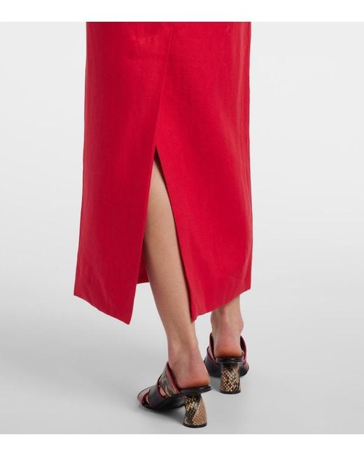 Faithfull The Brand Red Felice Linen Maxi Dress