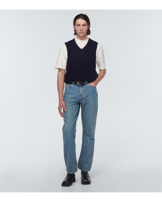Our Legacy Blue Intact Ribbed-Knit Cotton Sweater Vest for men