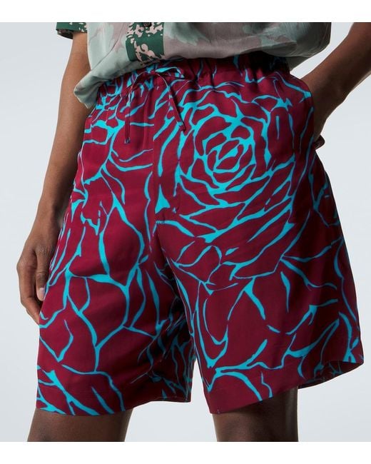 Dries Van Noten Blue Floral Shorts for men