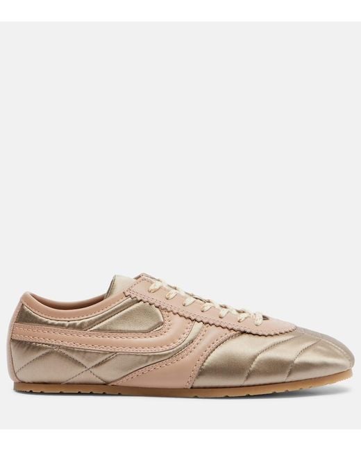 Dries Van Noten Natural Leather-Trimmed Satin Sneakers