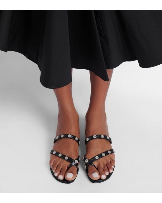 Manolo Blahnik Black Irafli Embellished Leather Thong Sandals