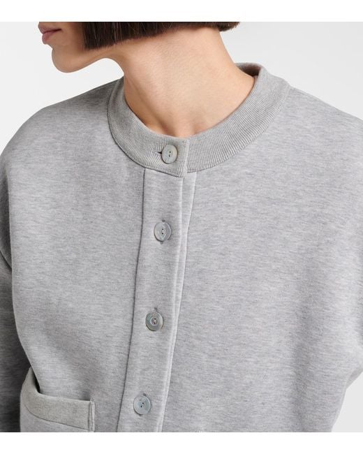 Gucci Gray Web Stripe Cotton-Blend Jersey Cardigan