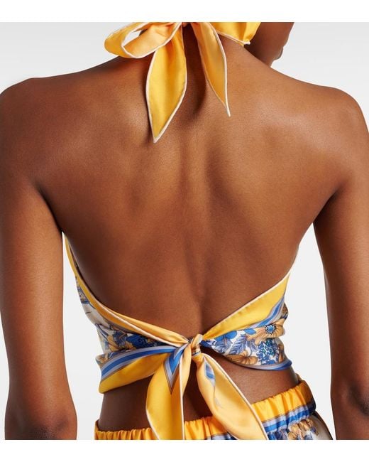 Gucci Blue Printed Silk Twill Top