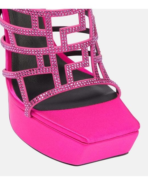 Versace Pink Greca Embellished Maze Sandals