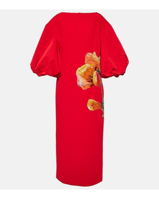Vestido midi Amira con bordado floral Safiyaa de color Red