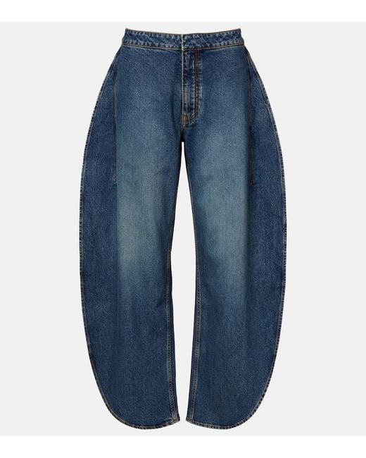 Alaïa Blue Mid-Rise Barrel-Leg Jeans