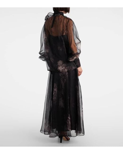 Blusa Hypnotic De Organza De Seda Floral Zimmermann de color Black