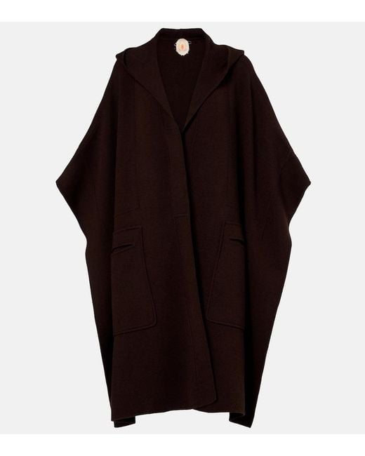 Jardin Des Orangers Black Hooded Wool And Cashmere Cape