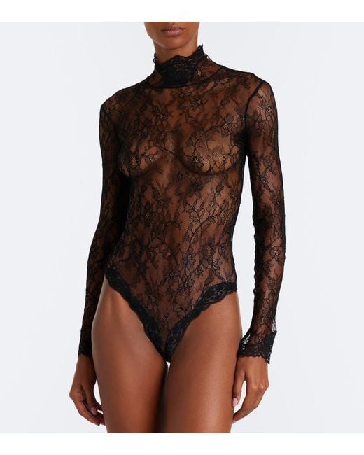 Valentino Gray Lace Bodysuit
